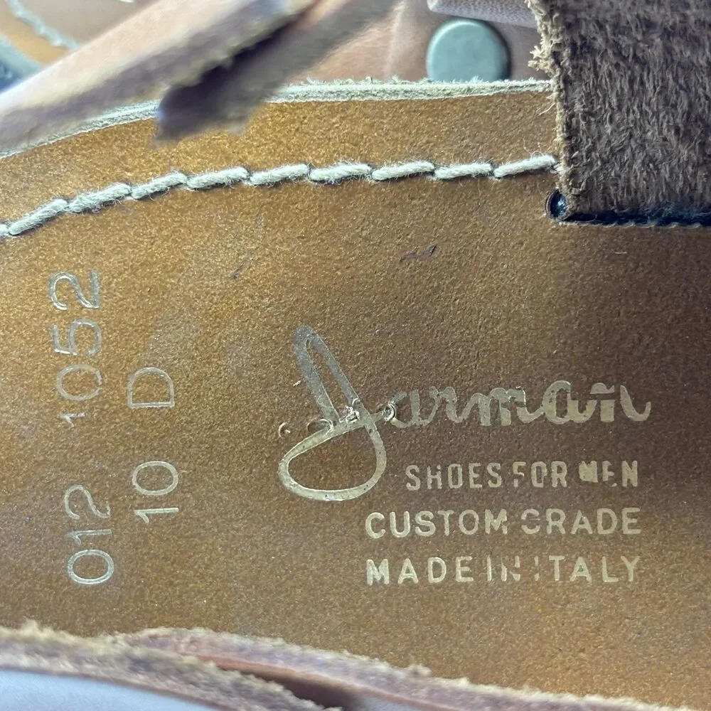 Jarman Italy Leather Sandals Mens 10 D Brown Gladiator Fisherman Jesus Mule
